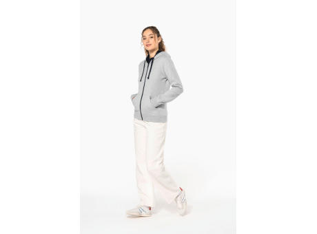 Sudadera capucha y cremallera contrastada mujer