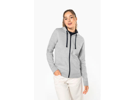 Sudadera capucha y cremallera contrastada mujer