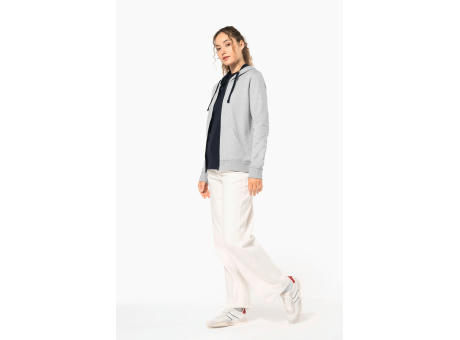 Sudadera capucha y cremallera contrastada mujer