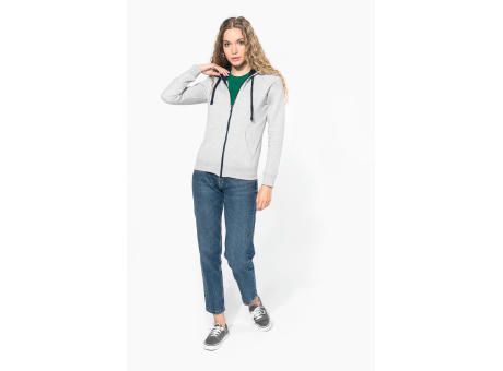 Sudadera capucha y cremallera contrastada mujer