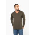 Camiseta manga larga y cuello de pico hombre