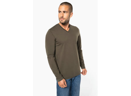 Camiseta manga larga y cuello de pico hombre