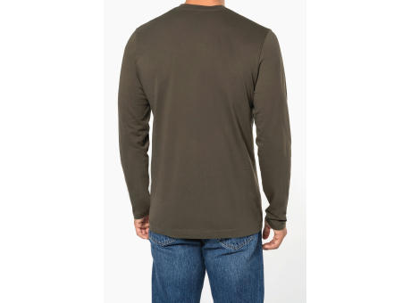 Camiseta manga larga y cuello de pico hombre