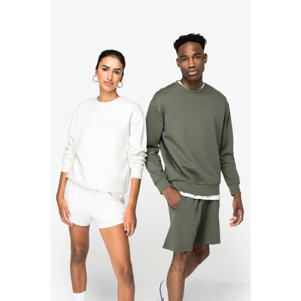 Sudadera ecorresponsable cuello redondo y hombros caídos felpa perchada unisex