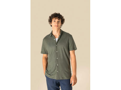 Camisa manga corta de lino hombre