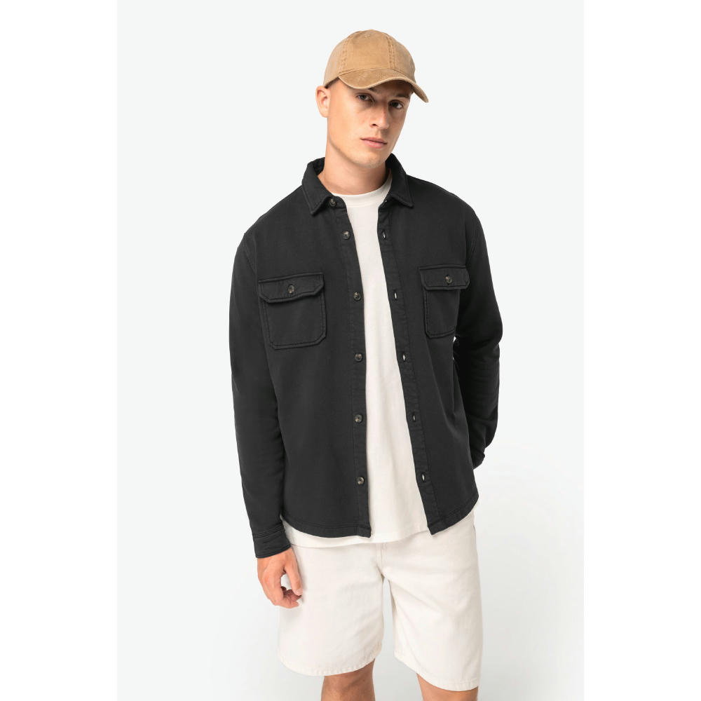 Sobrecamisa ecorresponsable efecto lavado de felpa perchada hombre
