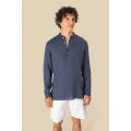Camisa cuello mao efecto lavado de lino hombre