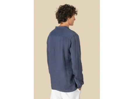 Camisa cuello mao efecto lavado de lino hombre