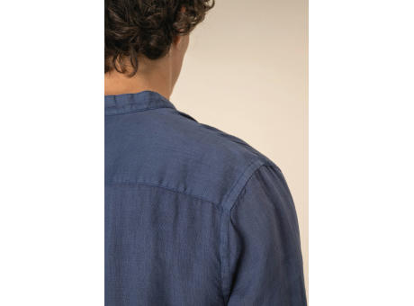 Camisa cuello mao efecto lavado de lino hombre