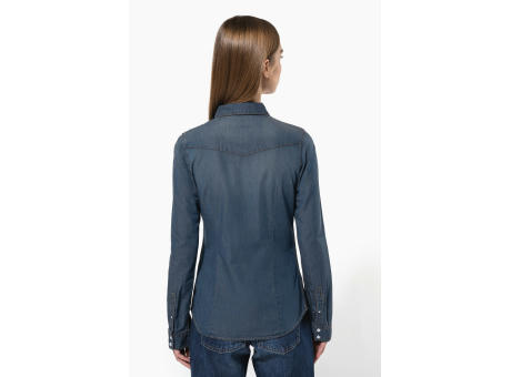 Camisa denim manga larga mujer