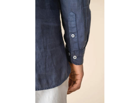 Camisa cuello mao efecto lavado de lino hombre