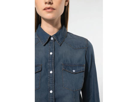 Camisa denim manga larga mujer