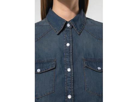 Camisa denim manga larga mujer