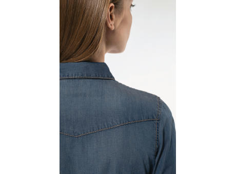 Camisa denim manga larga mujer