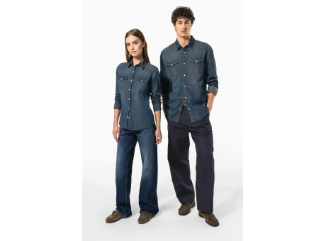 Camisa denim manga larga hombre