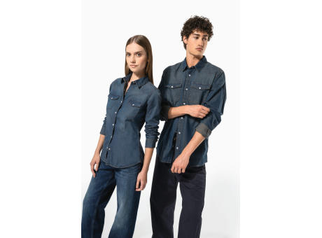 Camisa denim manga larga hombre