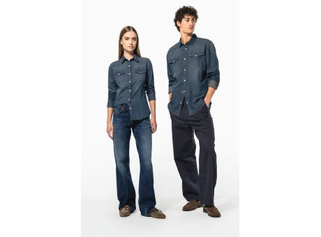 Camisa denim manga larga hombre
