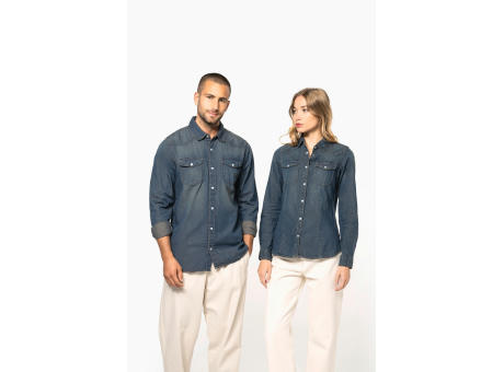 Camisa denim manga larga hombre
