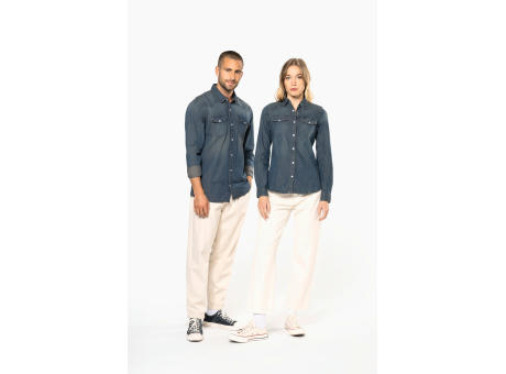 Camisa denim manga larga hombre