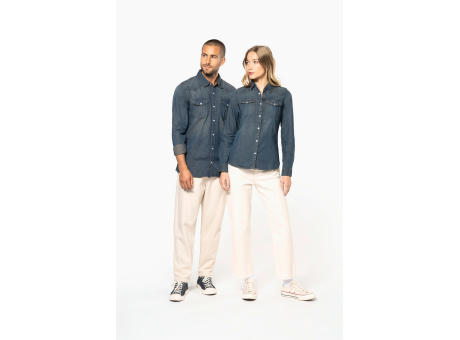 Camisa denim manga larga hombre