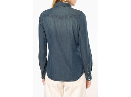 Camisa denim manga larga mujer