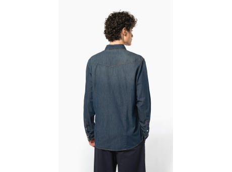 Camisa denim manga larga hombre