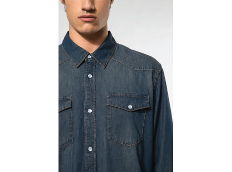 Camisa denim manga larga hombre