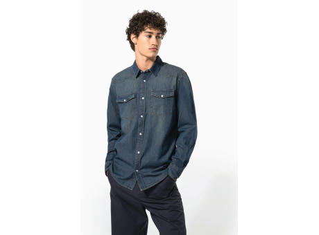 Camisa denim manga larga hombre