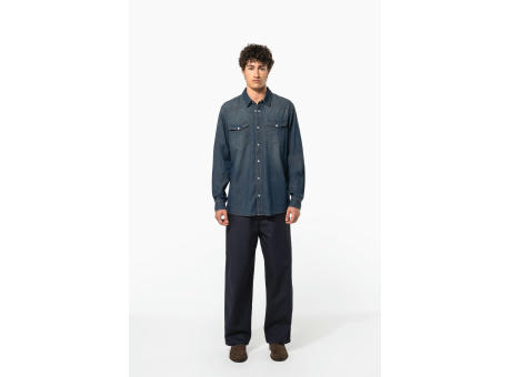 Camisa denim manga larga hombre
