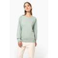 Sudadera algodón orgánico con cuello redondo y mangas raglan de mujer
