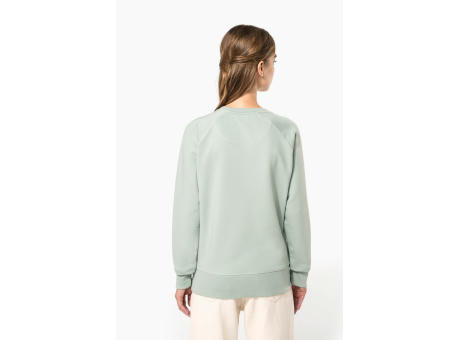 Sudadera algodón orgánico con cuello redondo y mangas raglan de mujer