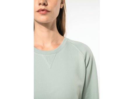 Sudadera algodón orgánico con cuello redondo y mangas raglan de mujer