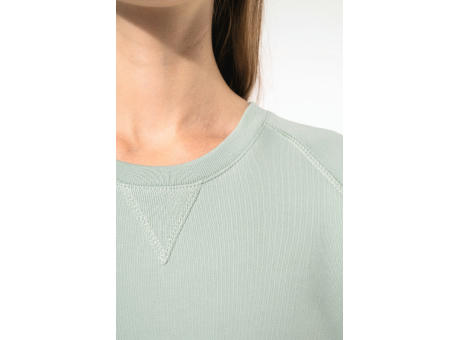 Sudadera algodón orgánico con cuello redondo y mangas raglan de mujer