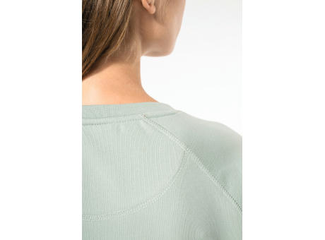 Sudadera algodón orgánico con cuello redondo y mangas raglan de mujer