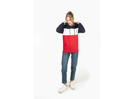 Sudadera tricolor con capucha unisex