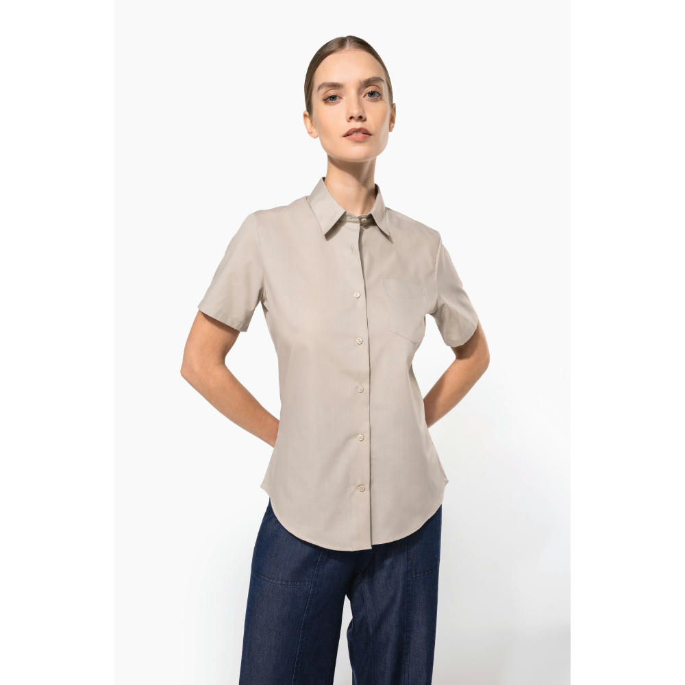 Camisa popelina de polialgodón manga corta de fácil cuidado mujer
