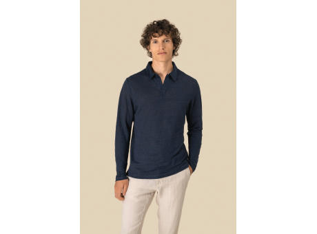 Polo manga larga de lino hombre