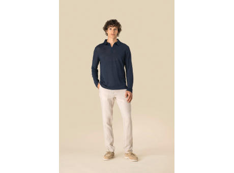 Polo manga larga de lino hombre
