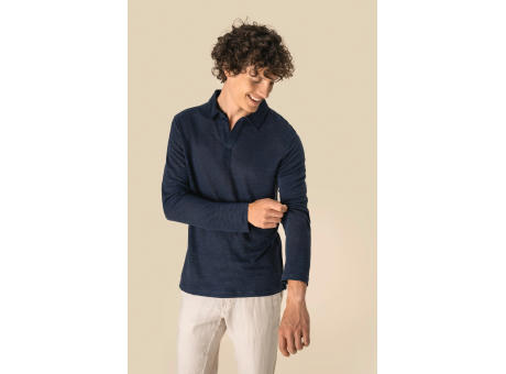 Polo manga larga de lino hombre