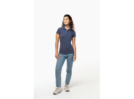 Polo de punto piqué manga corta mujer