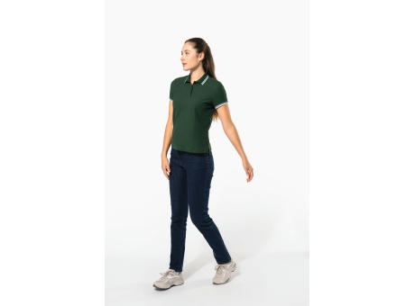 Polo manga corta con ribetes contrastados mujer