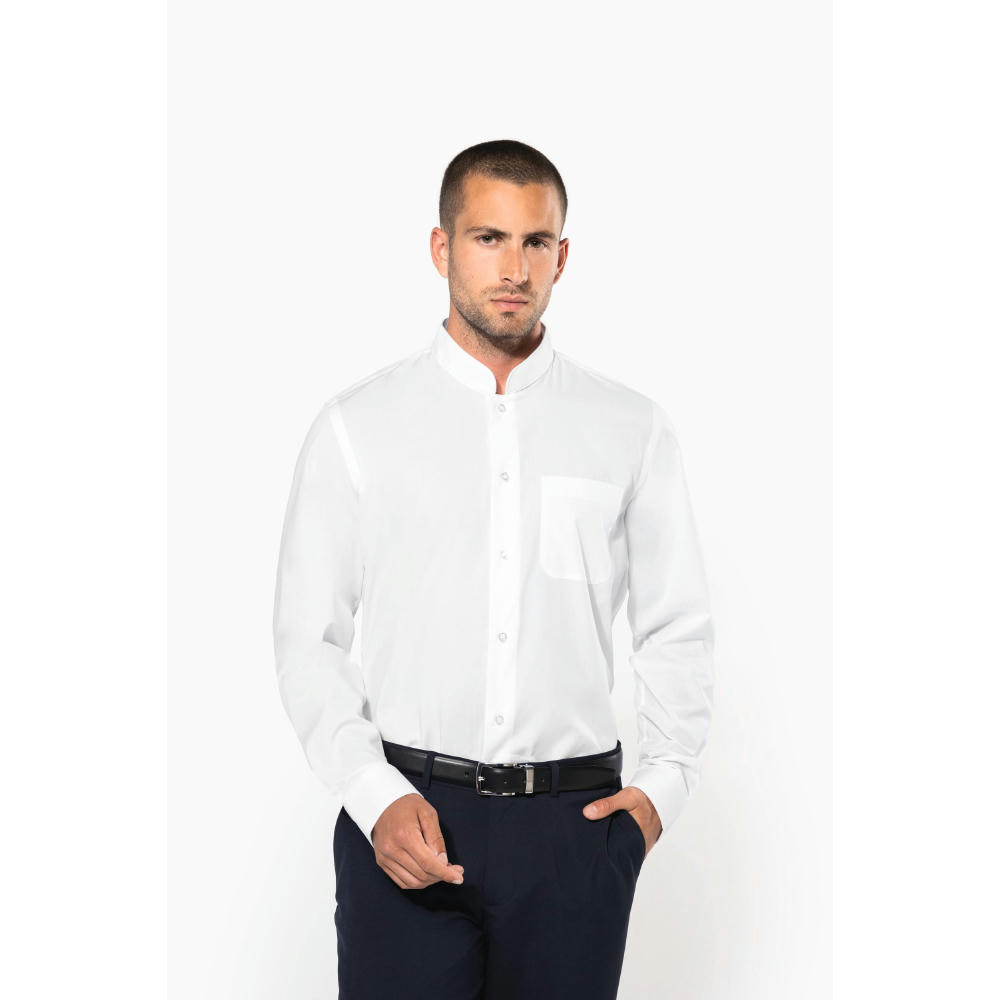 Camisa cuello mao  manga larga hombre