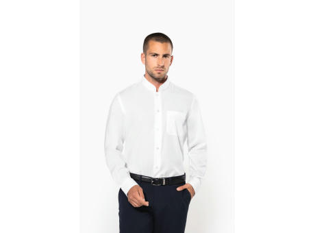 Camisa cuello mao  manga larga hombre