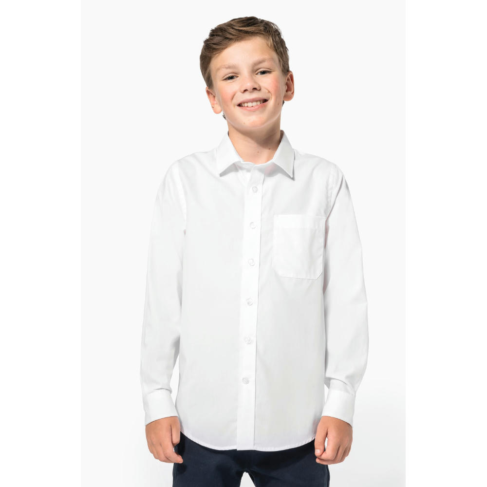 Camisa popelina manga larga niños