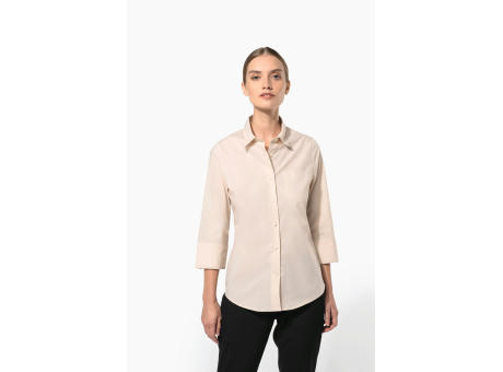 Camisa popelina de polialgodón manga 3/4 de fácil cuidado mujer