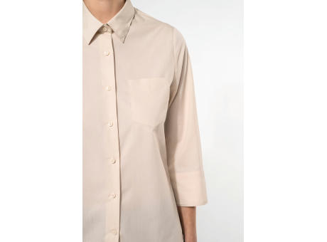 Camisa popelina de polialgodón manga 3/4 de fácil cuidado mujer