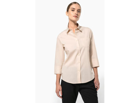 Camisa popelina de polialgodón manga 3/4 de fácil cuidado mujer