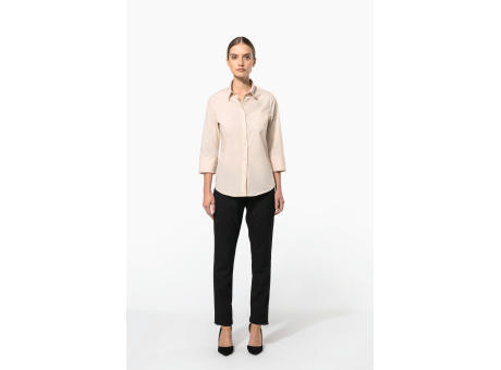 Camisa popelina de polialgodón manga 3/4 de fácil cuidado mujer