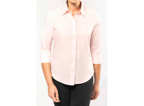 Camisa popelina de polialgodón manga 3/4 de fácil cuidado mujer