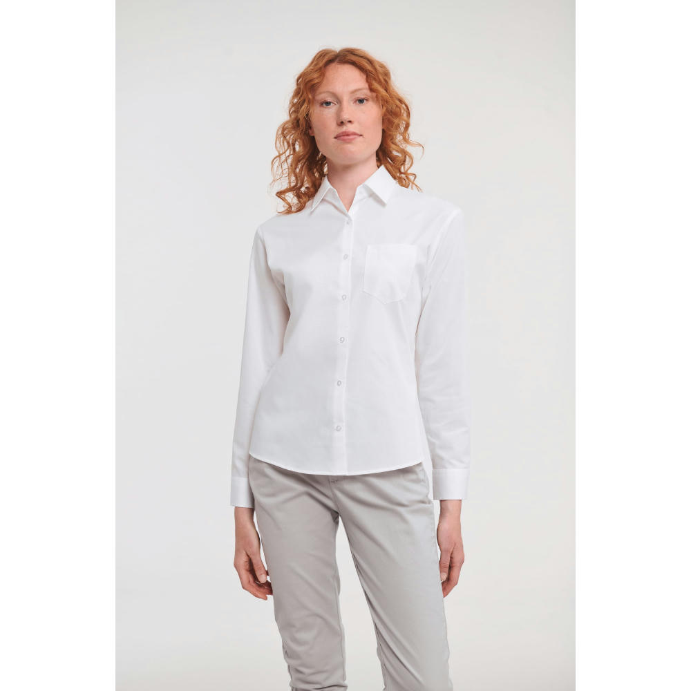 Camisa Popelina de algodón puro manga larga mujer